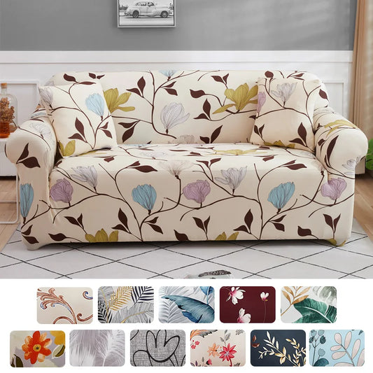 Floral Printing Elastic Slipcovers Stretch Sofa Covers for Living Room Corner Couch Cover Sectional Armchair Cover 1/2/3/4 seat